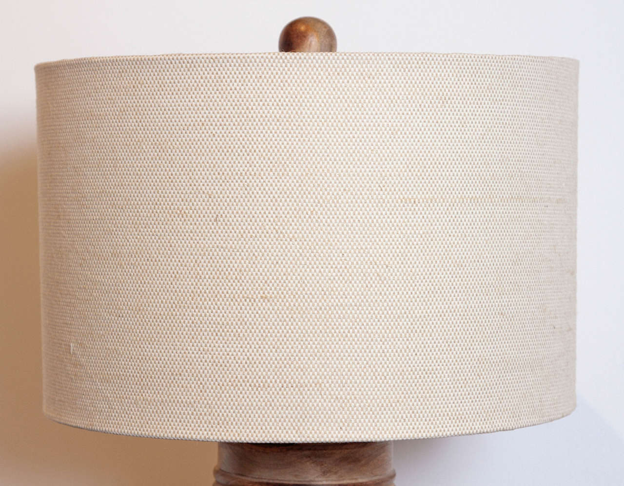 Wooden Canister Lamp Hand Turned Raw Wood