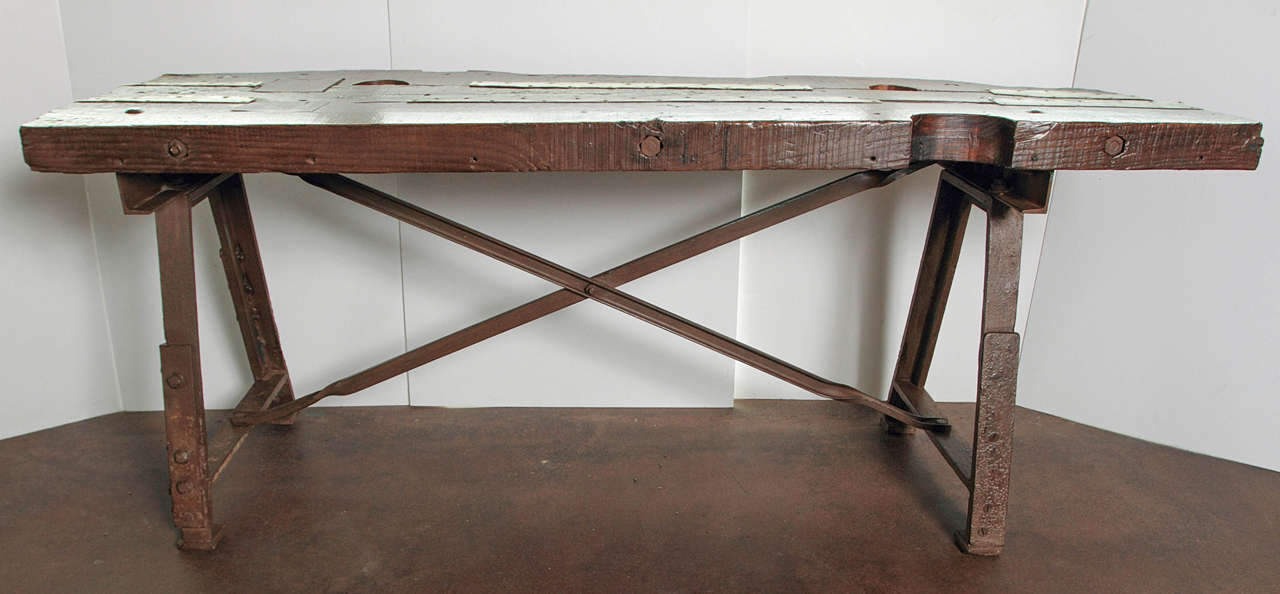 Antique French Tradesman's Work Table from the Roubaix area.
