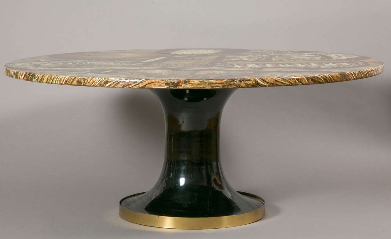 Brass Coffee Table with Music Instruments Design, 1950s, by P. Fornasetti, Italy.