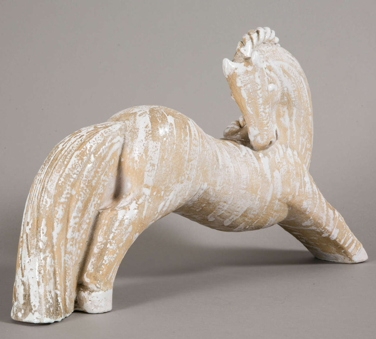 Enamelled Terracotta Horse by Primavera, circa 1938 In Good Condition For Sale In Paris, FR