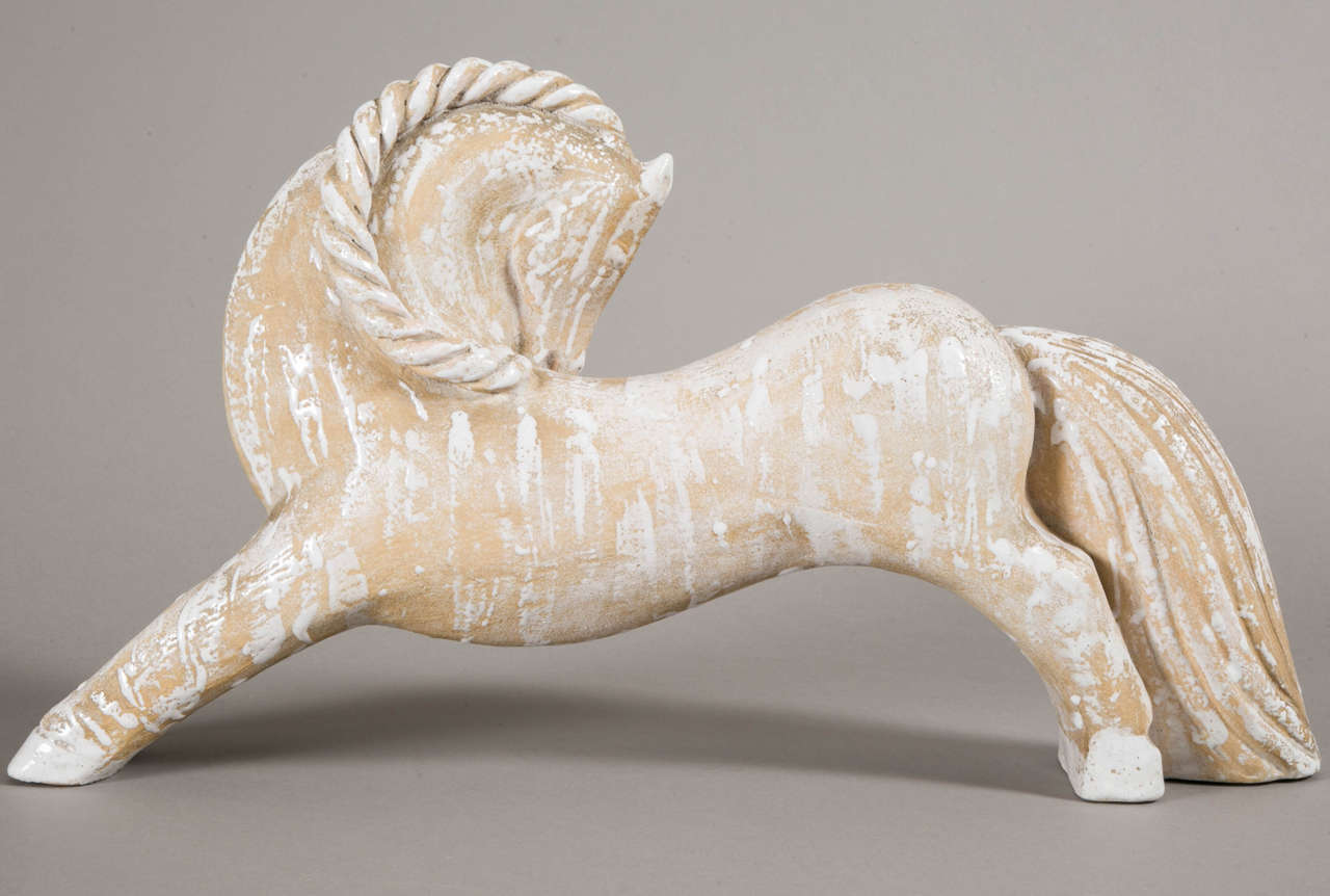 Enamelled Terracotta Horse by Primavera, circa 1938 For Sale 1