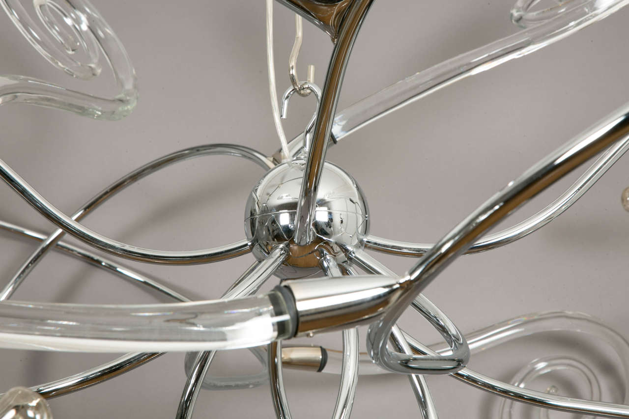Large Steel and Murano Glass Chandelier, by Maroeska Metz, 2012 In Excellent Condition In Paris, FR