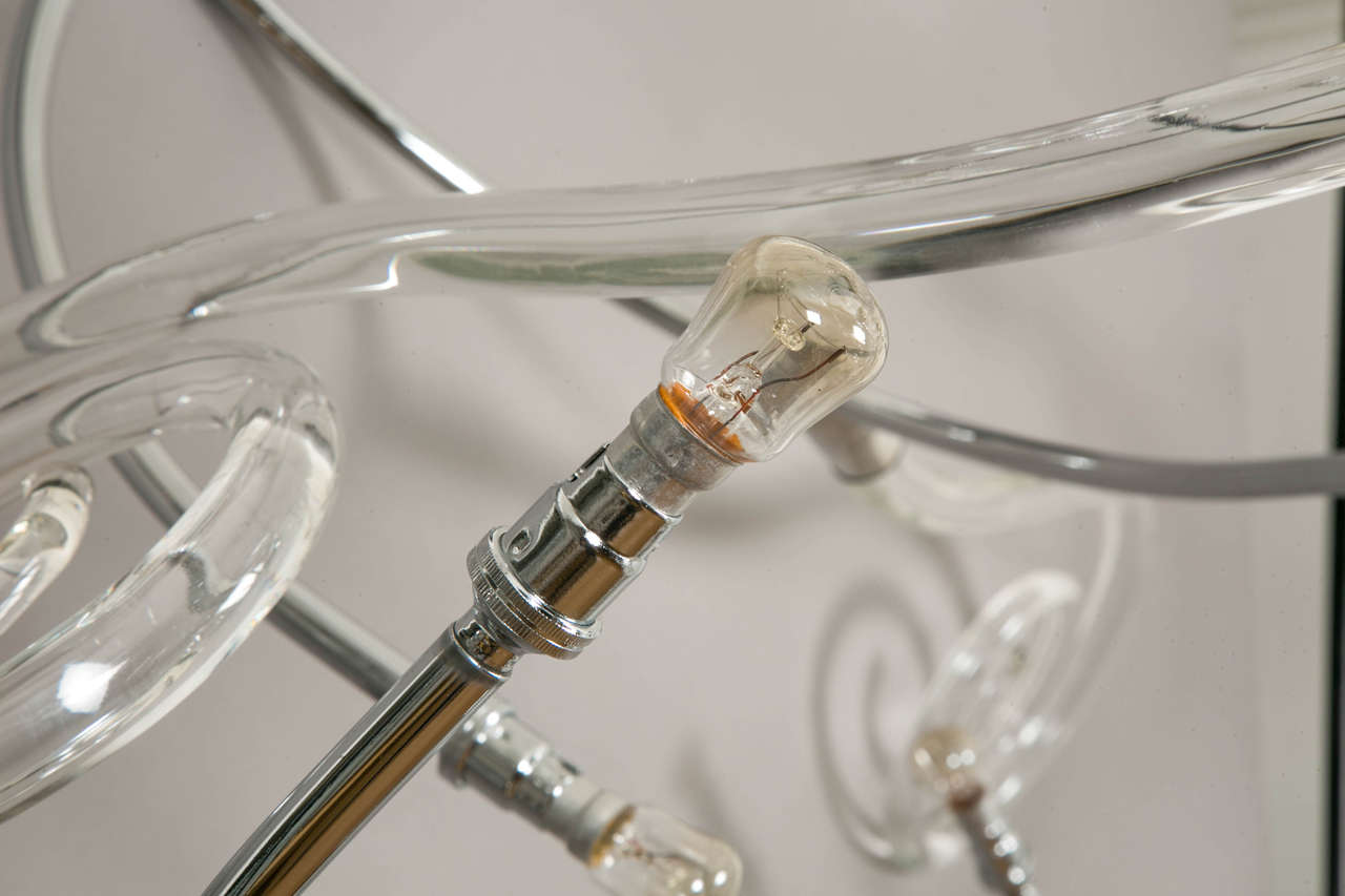 Art Glass Large Steel and Murano Glass Chandelier, by Maroeska Metz, 2012