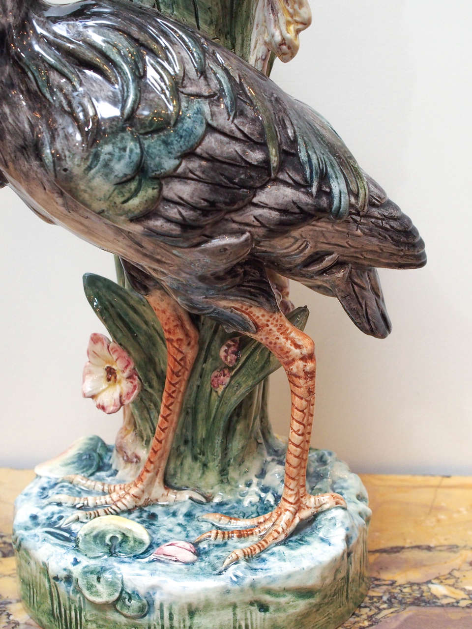 French Majolica Heron Vase 1