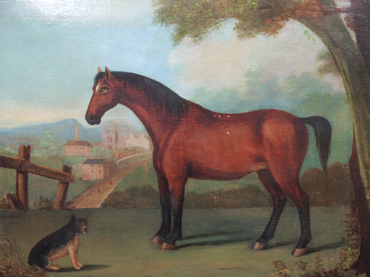 English Portrait of a Horse in Naive Setting, Painting