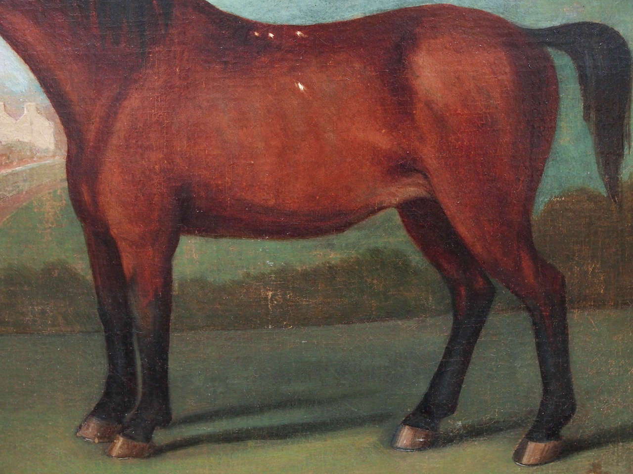 19th Century Portrait of a Horse in Naive Setting, Painting