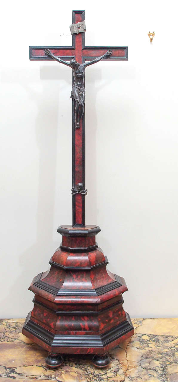 French Napoleon III Tortoiseshell and Ebony Crucifix