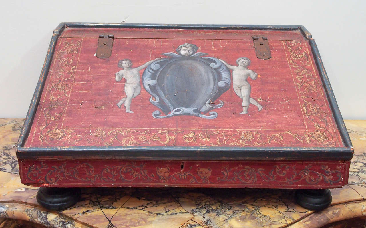 Italian Painted Slope Topped Lap Desk. 18th century