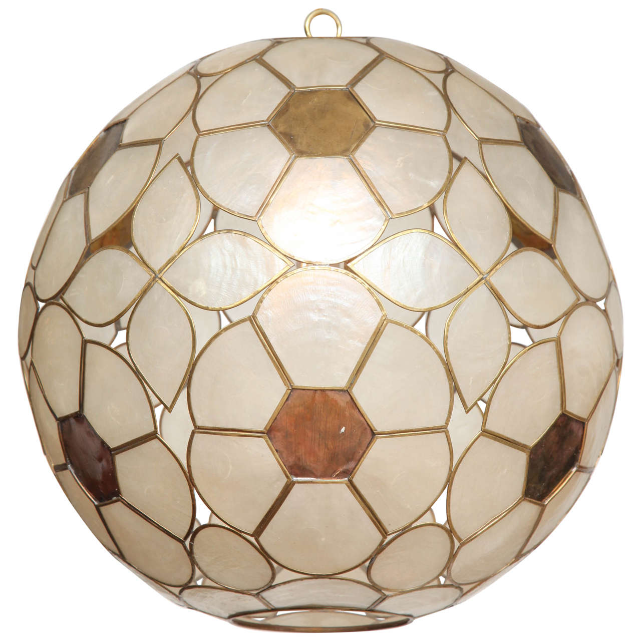 1960s Capiz Shell Floral Globe Light Fixture