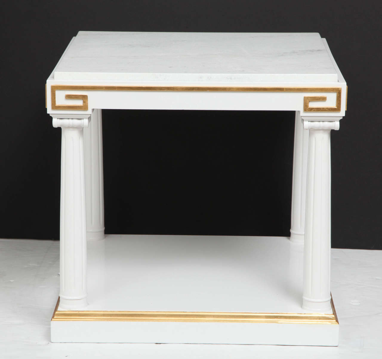 Pair of White Lacquer and Gold Leaf Side Tables by Grosfeld House For