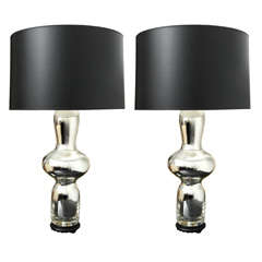 Pair of gourd shaped mercury glass lamps, c.1950