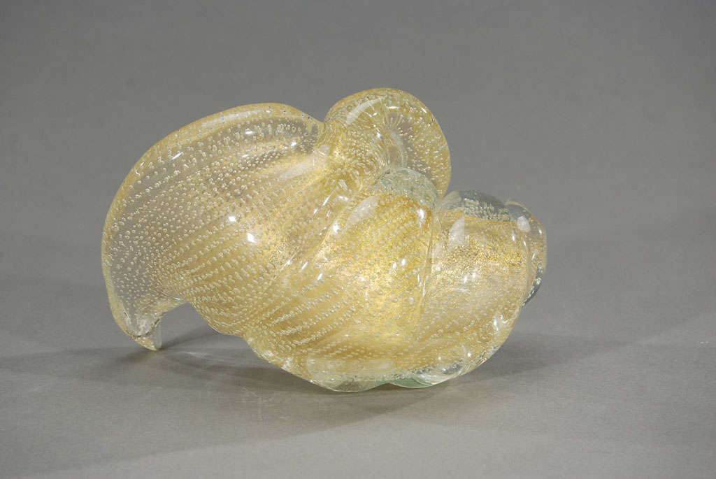 Barovier/Barbini Large Hand Blown Crystal Shell Bowl For Sale 3