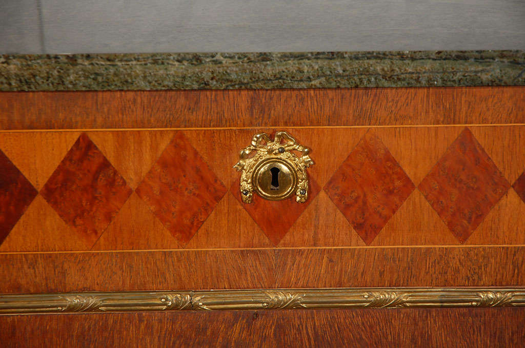 Federal Swedish Marble Top Marquetry Commode For Sale