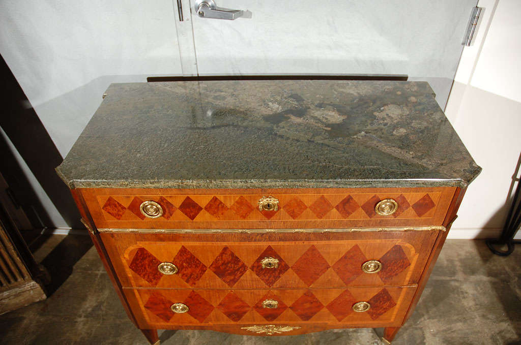20th Century Swedish Marble Top Marquetry Commode For Sale
