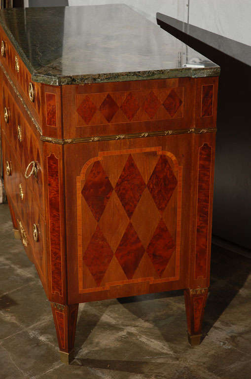 Swedish Marble Top Marquetry Commode For Sale 1