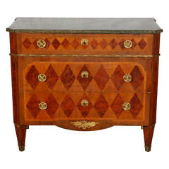 Swedish Marble Top Marquetry Commode