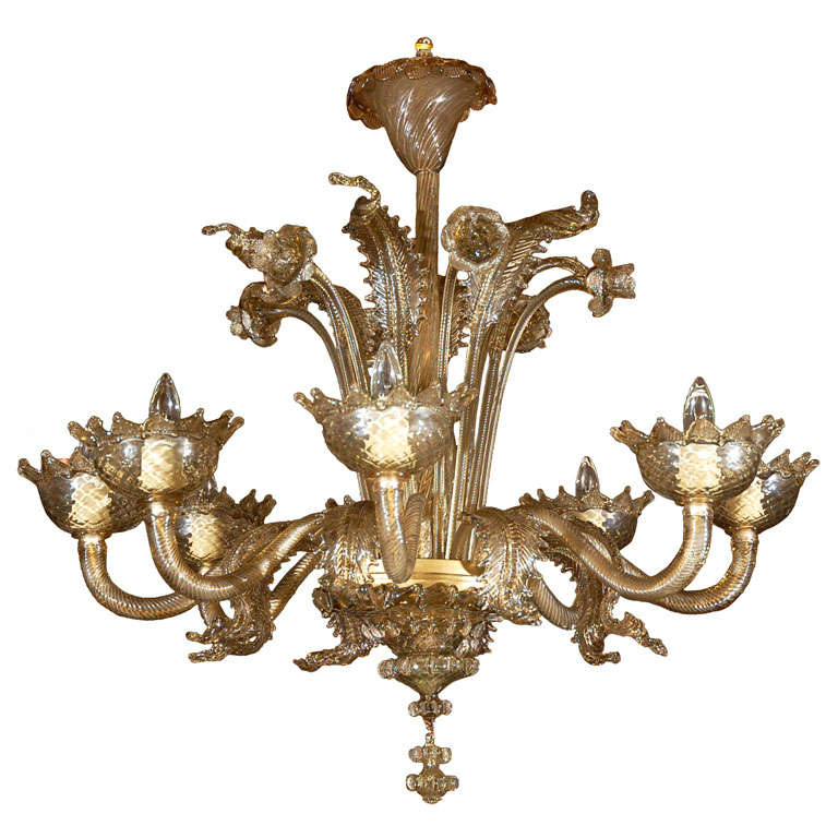 Large Venetian 8 Light Chandelier For Sale