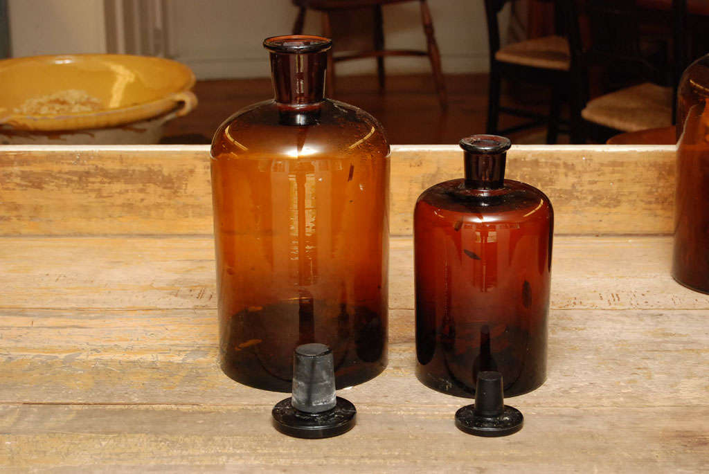 French Amber Apothecary jars from France