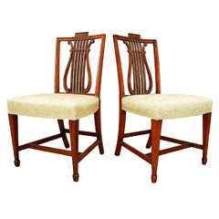 Pair of English Lyre Back Mahogany  Side Chairs