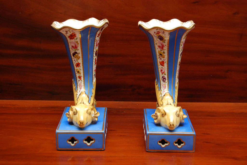 19th Century Pair of  English Cornucopia Form Vases