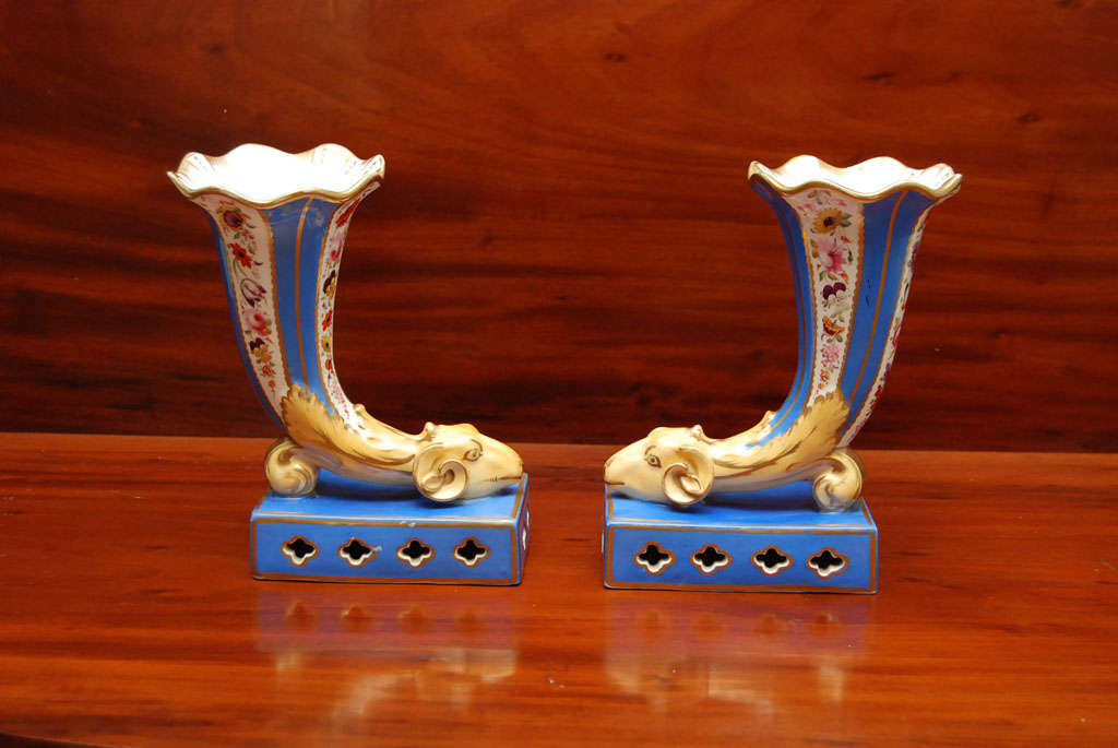 A very decorative pair of vases that are  Regency/Victorian transition in form. There is no maker's mark