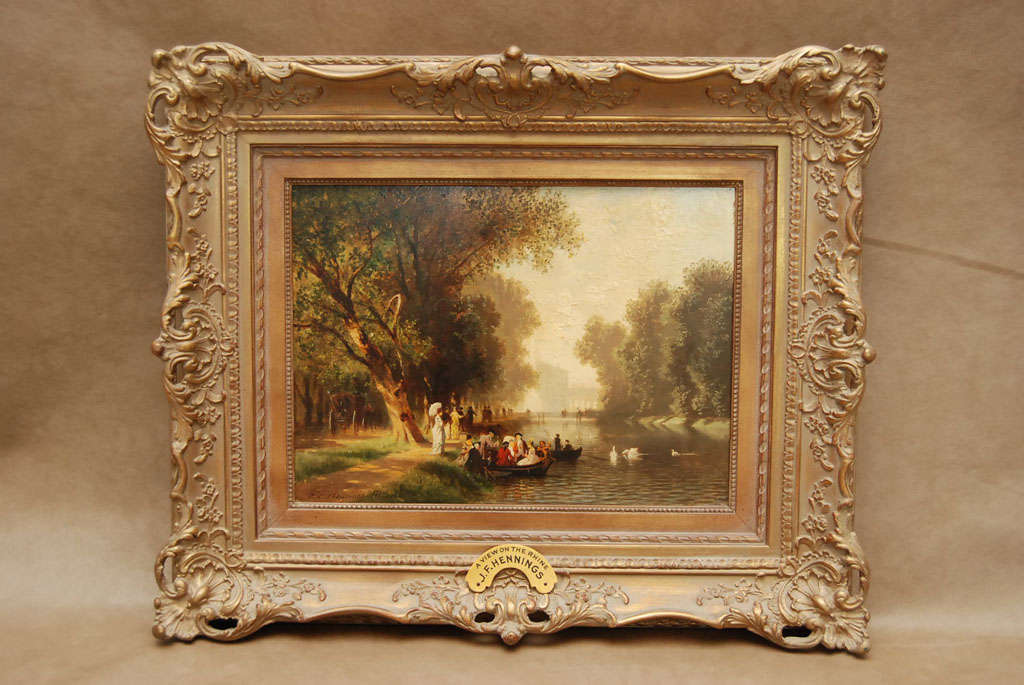 19th Century German Landscape Painting of Boating Near Nymphenburg Castle In Excellent Condition In Great Barrington, MA