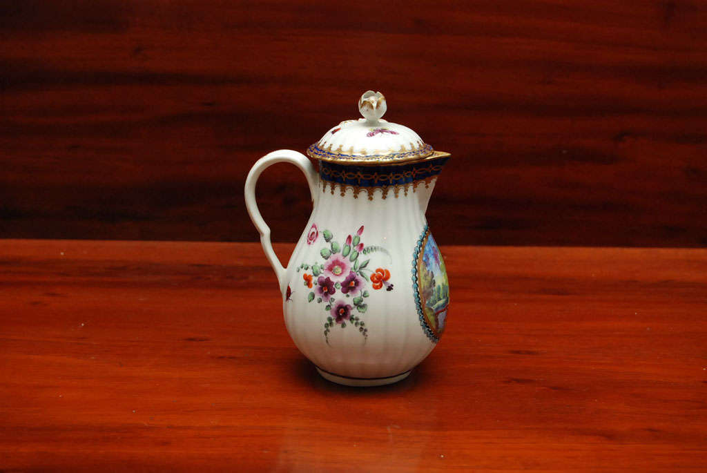 Hand-Painted Early Worcester Scenic Porcelain  Milk/Cream Jug