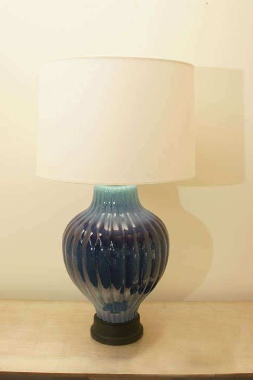 Large Ribbed Ceramic Lamp