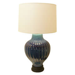 Large Ribbed Ceramic Lamp