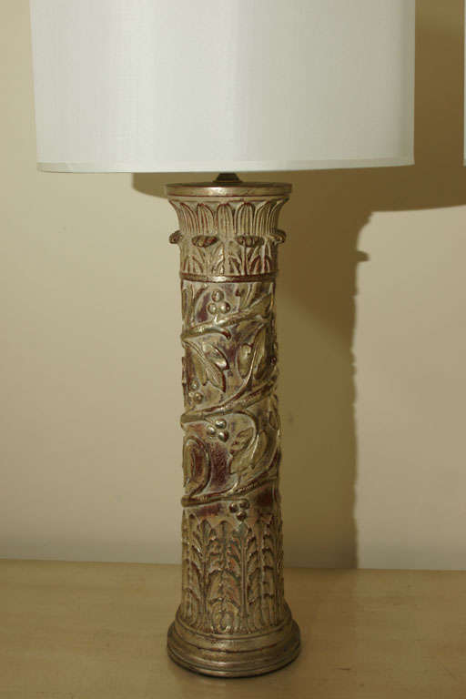 Pair Of Large Column Lamps By James Mont In Good Condition In New York, NY