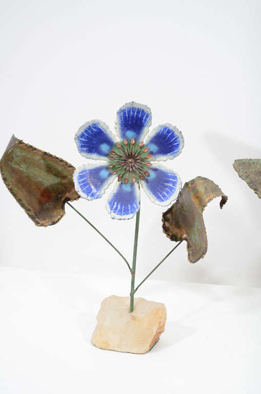 Curtis Jere Enameled Flowers on Alabaster Bases, 1968 6