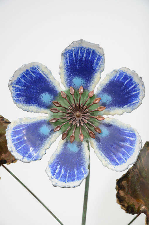 American Curtis Jere Enameled Flowers on Alabaster Bases, 1968