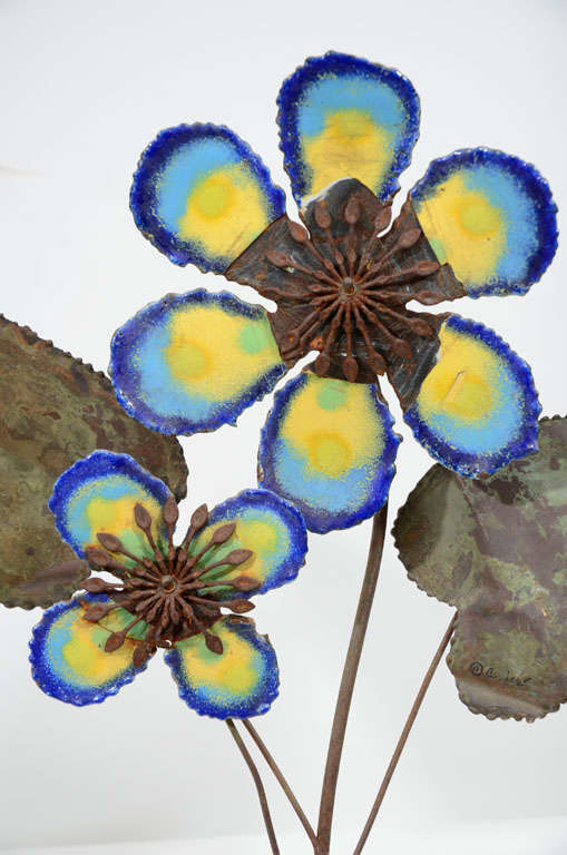 Curtis Jere Enameled Flowers on Alabaster Bases, 1968 3