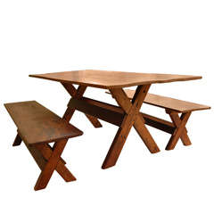Sawbuck Table with Benches