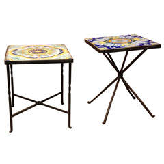 Pair Italian Tile Side Tables