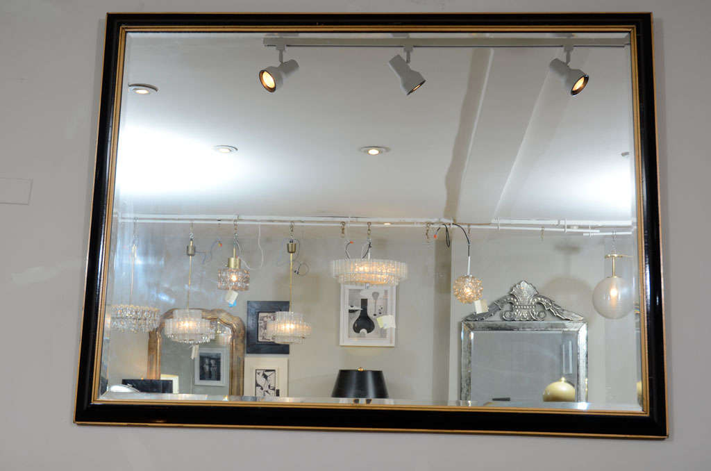 Grand Scale Lacquer and Gold Leaf Deco Mirror