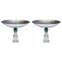 Pair of Mid-Century Silver Plated Bronze Tazza by Gucci