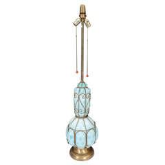 Mid Century Brass and Murano Glass Table Lamp