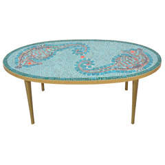 Mid Century Mosaic Seahorse Cocktail Table