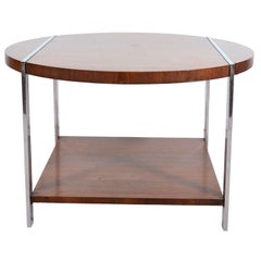 Mid Century Two-tier Walnut and Chrome Table by Lane