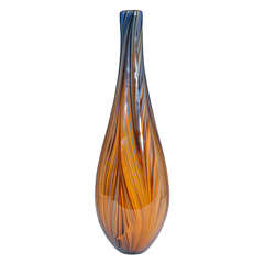 Vintage Mid Century Murano Art Glass Striped Vase