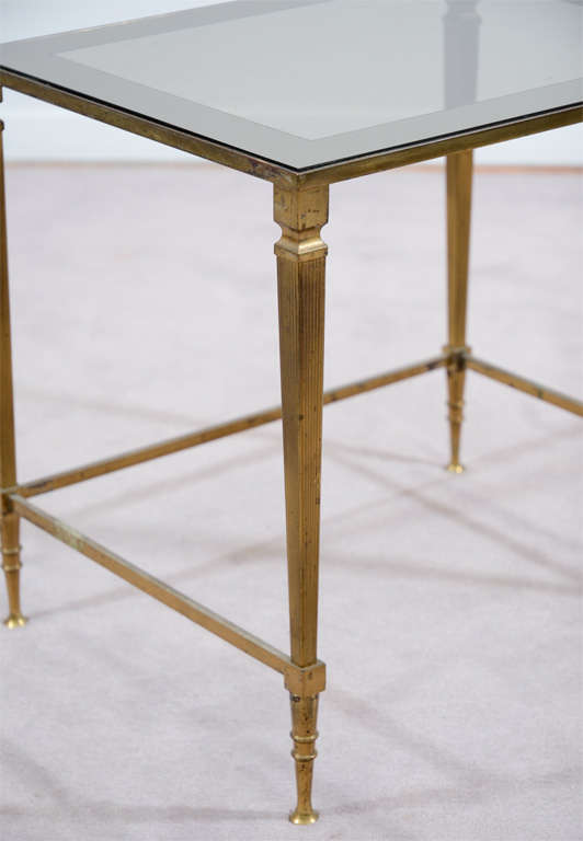 Mid Century Brass and Glass Nesting Tables Att to Maison Jansen 2