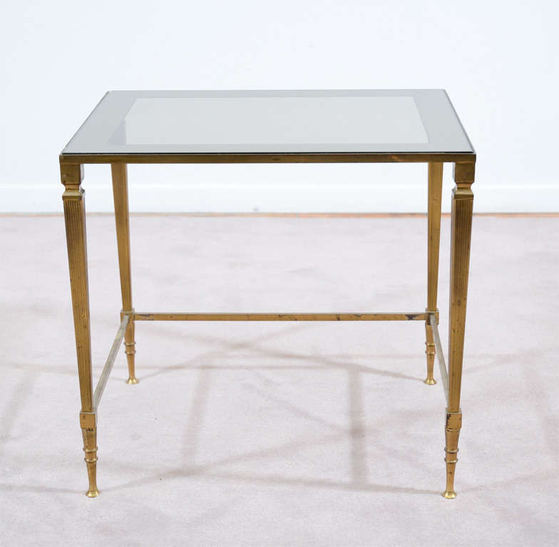 Mid Century Brass and Glass Nesting Tables Att to Maison Jansen 3