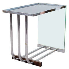 Fantastic Donald Deskey Art Deco Side Table in Glass and Chrome