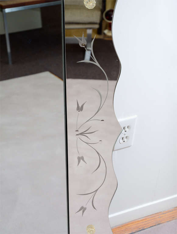 Large Hollywood Regency Mirror with Etched Border 5