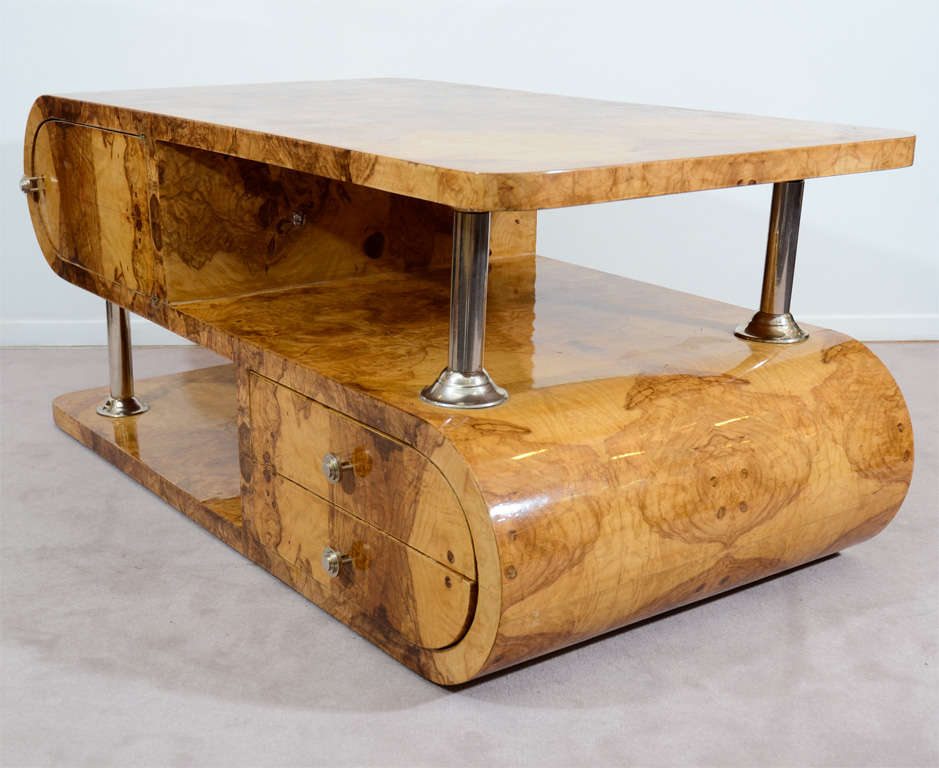 American 1930's Olivewood Art Deco Coffee Table
