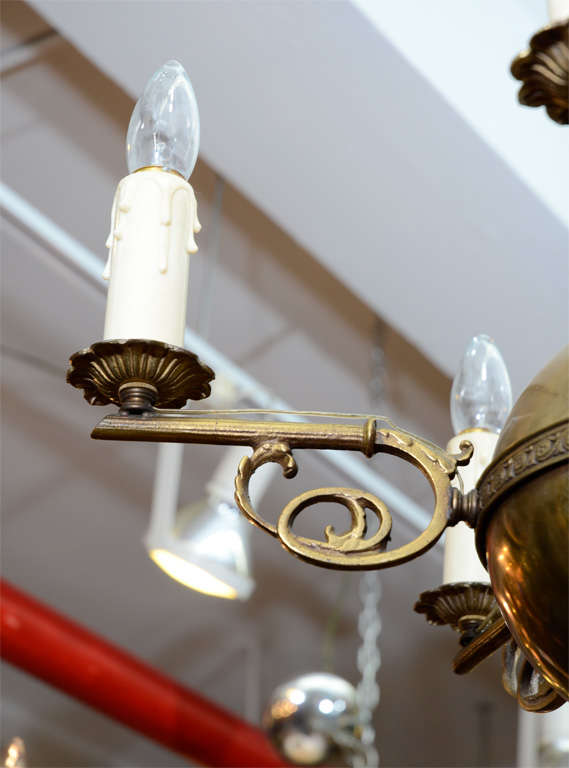 Antique Federal Style Brass Five Light Chandelier 1