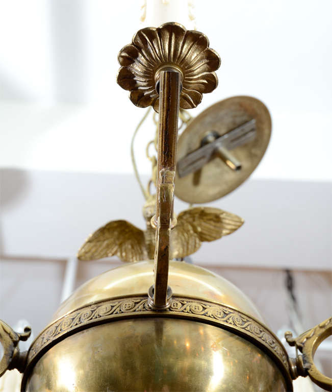 Antique Federal Style Brass Five Light Chandelier 3