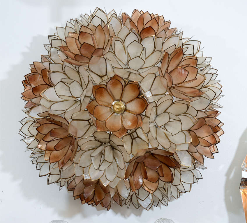 Mid Century Italian Capiz Shell Ceiling or Wall Light