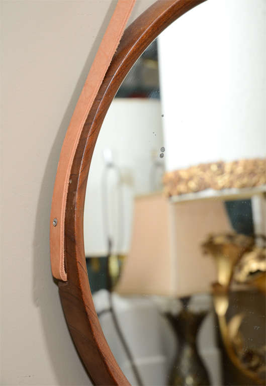 leather strap wall mirror